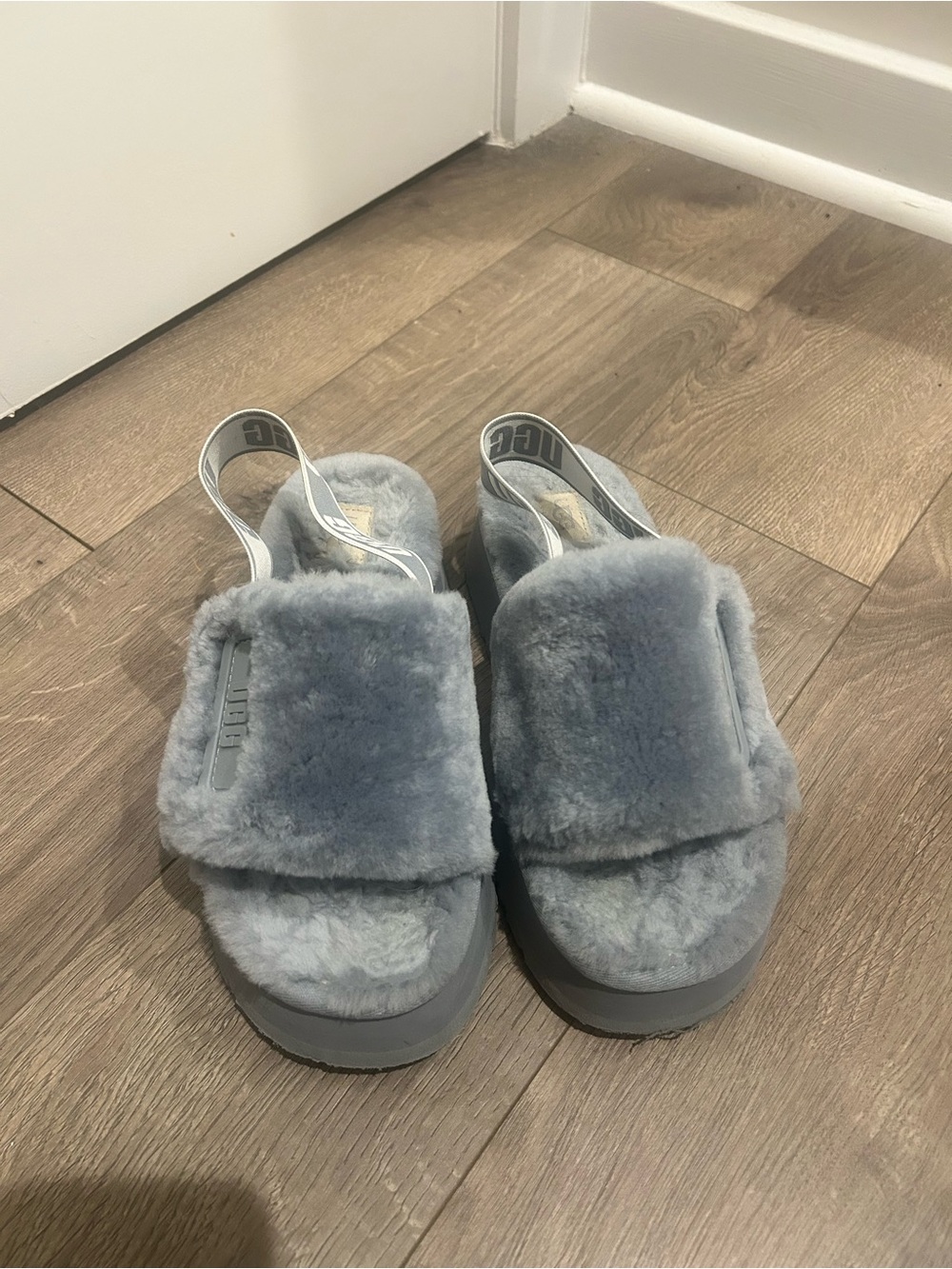 UGG Women's Plush Slingback Slide - Light Blue Gray